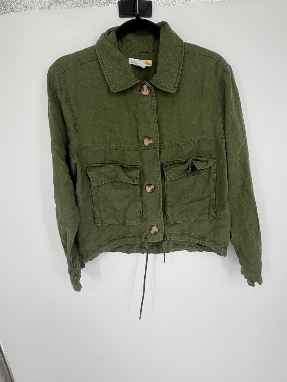 C & C  size medium Olive Utility Button-Front Jacket